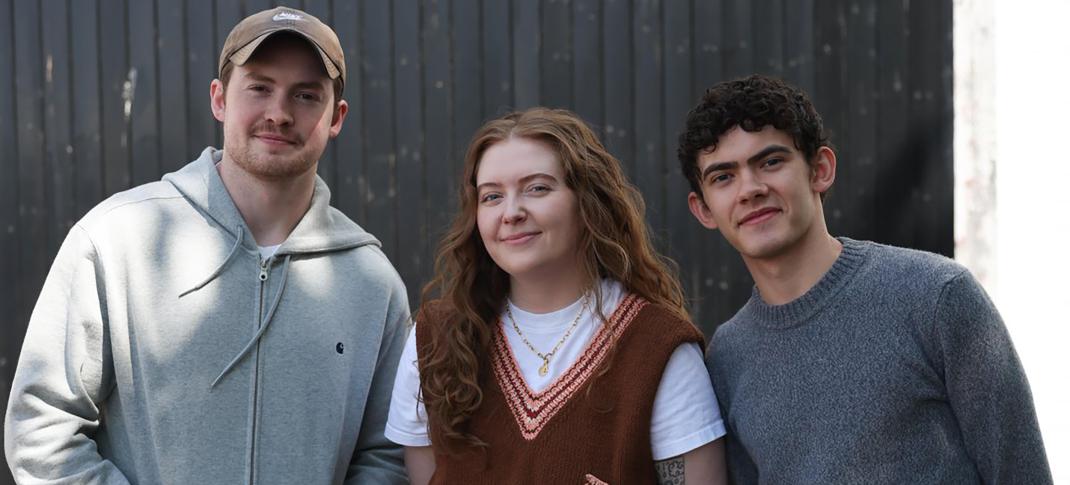 Kit Connor, Alice Osman, and Joe Locke on the set of the 'Heartstopper' movie