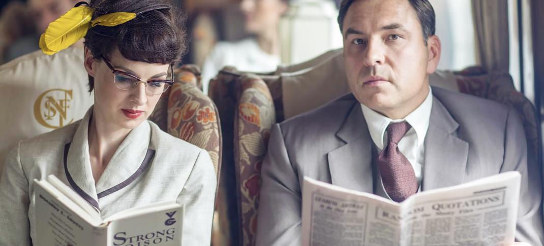 David Walliams and Jessica Raine as Tommy & Tuppence in 'Partners In Crime'