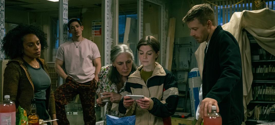 Rosalind Eleazar, Christopher Chung, Saskia Reeves, Aimee-Ffion Edwards and Jack Lowden in 'Slow Horses' Season 5