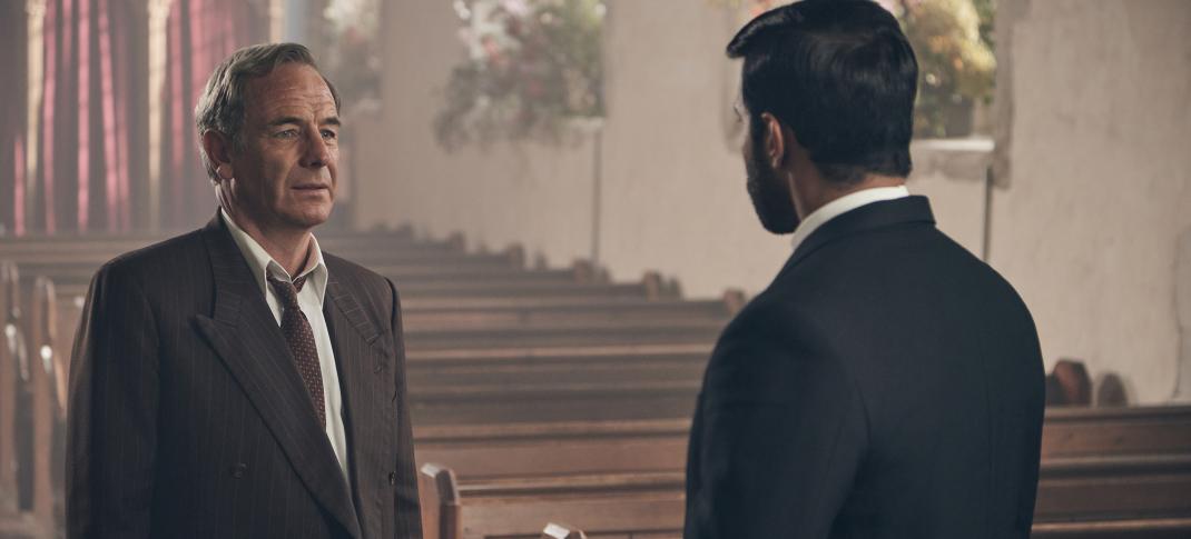 Rishi Nair and Robson Green in 'Grantchester' Season 10