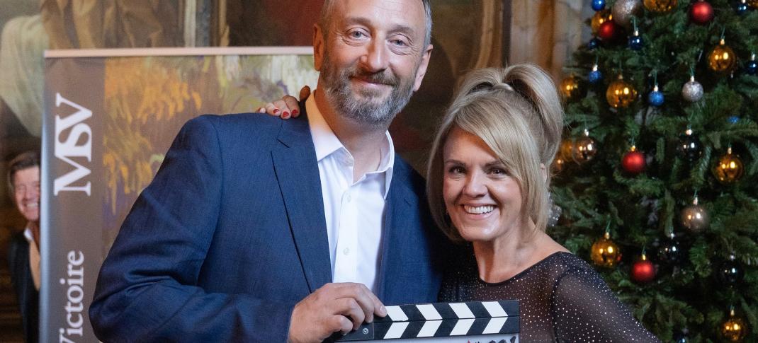 Sally Lindsay and Steve Edge on the set of 'The Madame Blanc Mysteries'