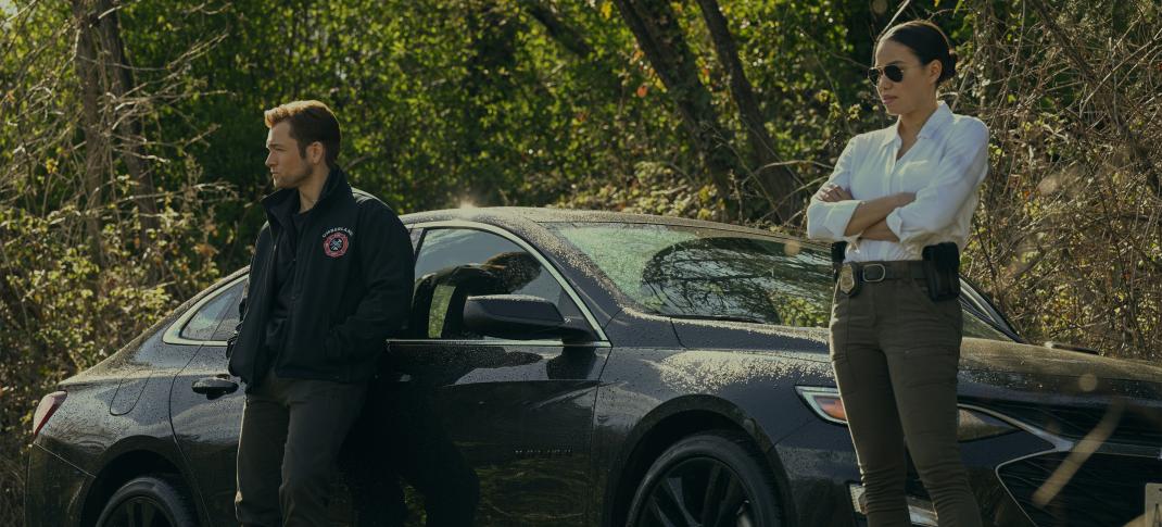 Taron Egerton and Jurnee Smollett in 'Smoke' Season 1