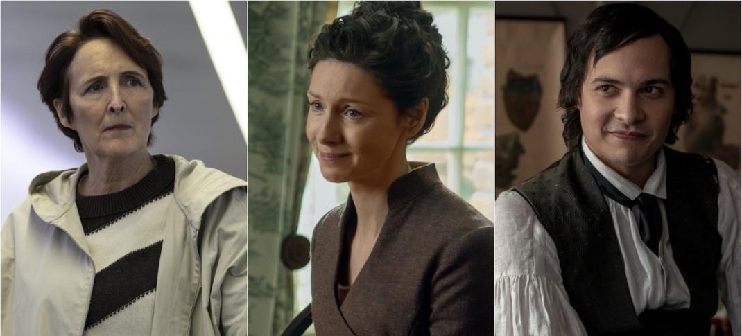 Fiona Shaw in "Killing Eve", Caitriona Balfe in "Outlander", and Frank Dillane in "The Essex Serpent"