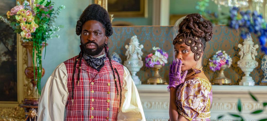Adjani Salmon as Kwabena and Babirye Bukilwa as Vanessa in 'Dreaming Whilst Black' Season 2