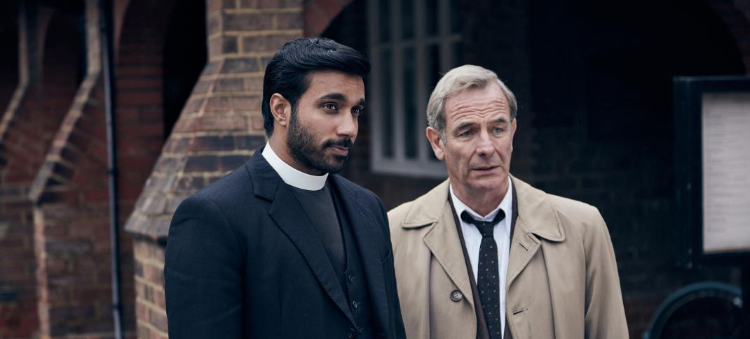 Rishi Nair and Robson Green in 'Grantchester' Season 10