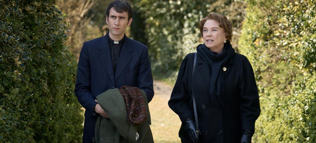 Matthew Lewis and Amanda Redman in 'Murder Before Evensong' Season 1
