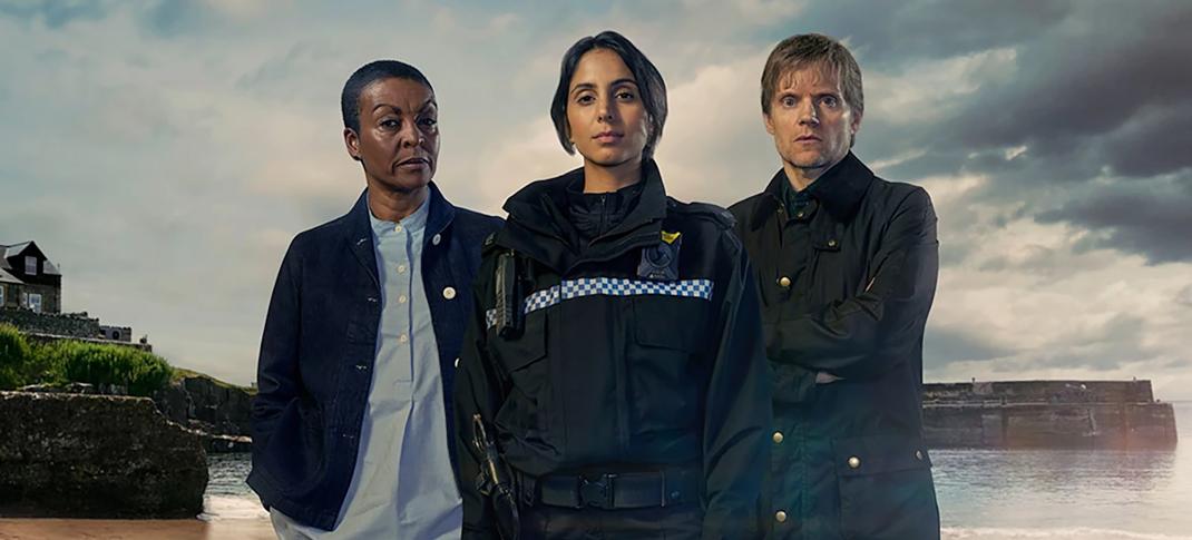 Adjoh Andoh, Anjli Mohindra, and Marc Warren in 'The Red King' Key Art