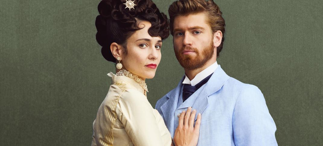 Danny Griffin as Jolyon Forsyte Jr. and Tuppence Middleton as Frances Forsyte in 'The Forsytes' Season 1