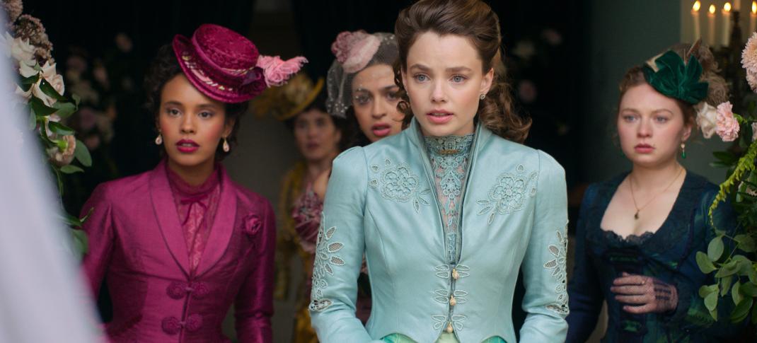 Alisha Boe, Josie Totah, Kristine Frøseth and Mia Threapleton in "The Buccaneers" Season 2