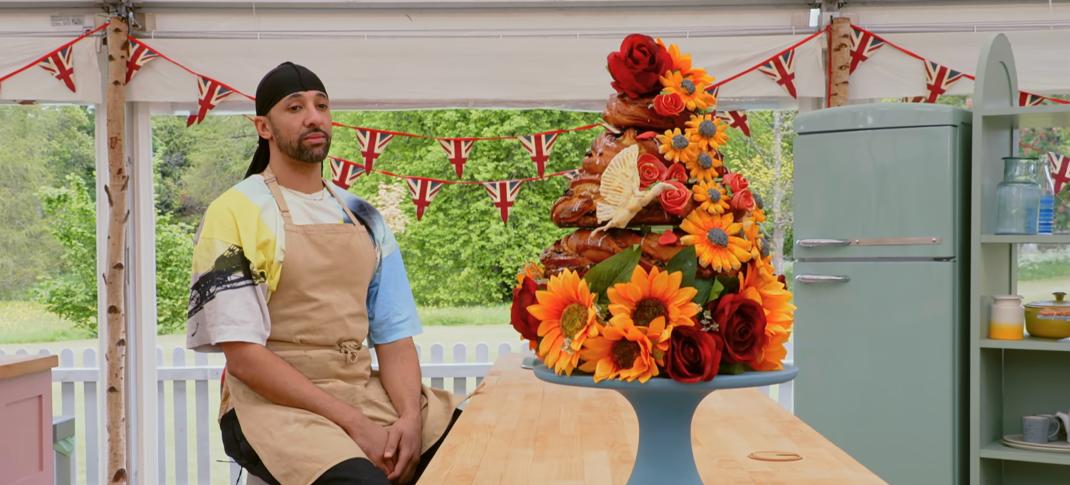 Aaron and his Flowers in Paradise Showstopper from 'The Great British Baking Show' Season 16's Bread Week