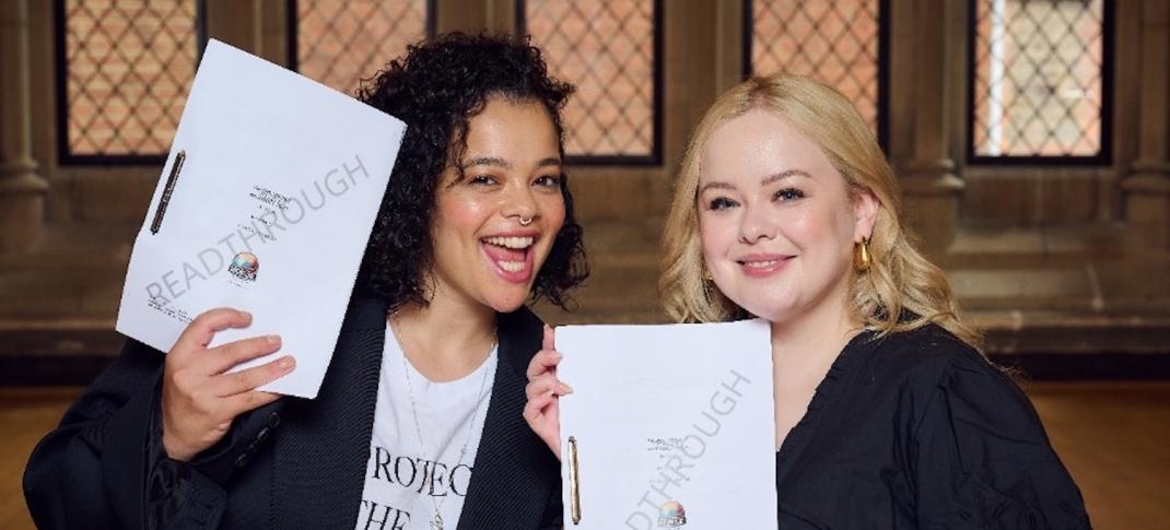 Nicola Coughlan and Lydia West at the "Big Mood" Season 2 Readthrough