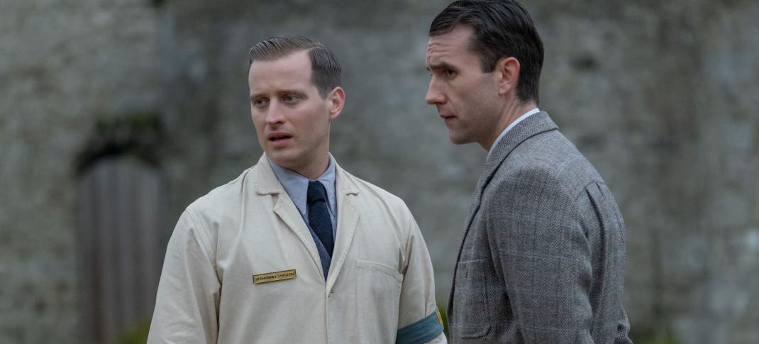 James Herriot (Nicholas Ralph) and Hugh Holton (Matthew Lewis) at the Darrowby Show. Credit: Courtesy of © Playground Television UK Ltd & all3media international 