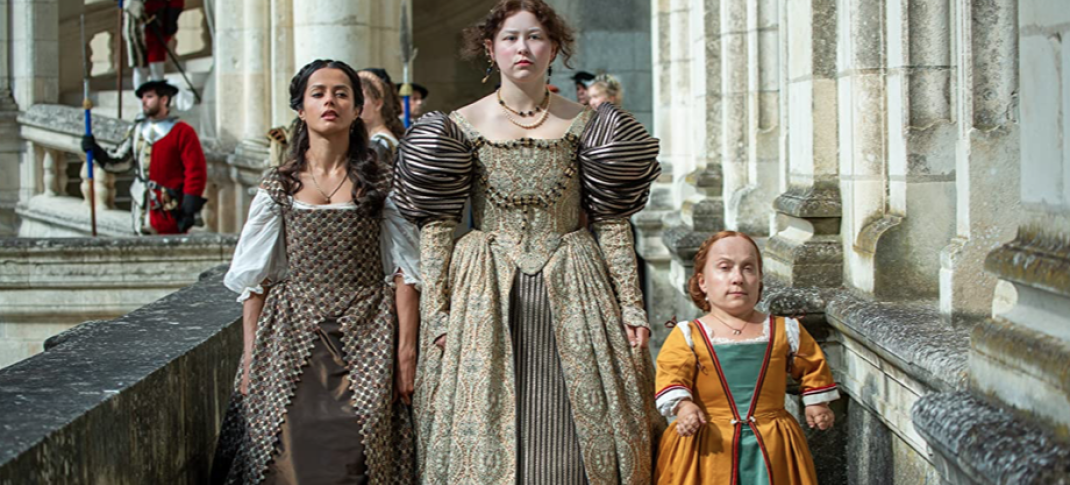 Aabis (Amrita Acharia), Catherine (Liv Hill), and Mathilde (Kiruna Stamell) (Starz)