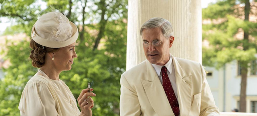 Sofia Helin as Crown Princess Martha and Kyle MacLachlan as President Franklin D. Roosevelt in 'Atlantic Crossing'