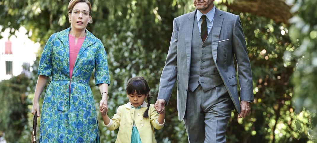 Shelagh (Laura Main), May (April Rae Hoang) and Patrick Turner (Stephen McGann) set off for an anxious reunion Credit: Courtesy of BBC / Neal Street Productions