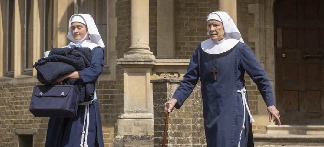 Sister Frances (Ella Bruccoleri) and Sister Monica Joan (Judy Parfitt) (Photo Credit: Courtesy of Neal Street Productions)