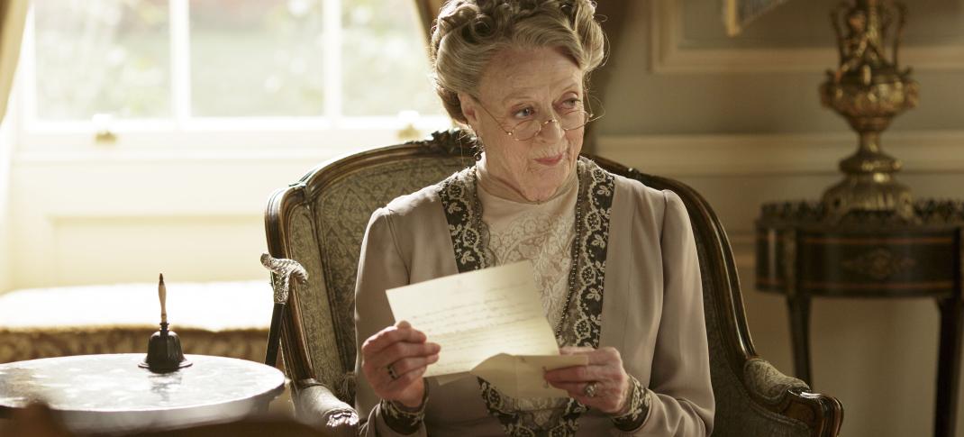 Maggie Smith, looking appropriately judgy as the Dowager Countess. (Photo: Courtesy of Nick Briggs/Carnival Film & Television Limited 2015 for MASTERPIECE)