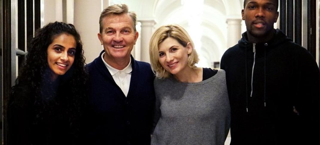 Jodie Whittaker and Thirteen's three new friends (Photo: BBC)