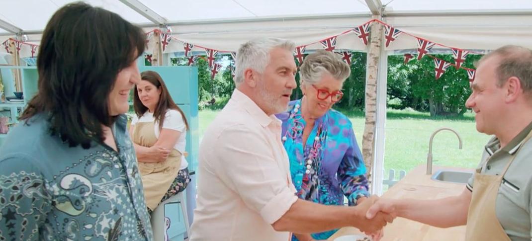 Picture shows: Jurgen gets a Hollywood Handshake on GBBO's German Week 