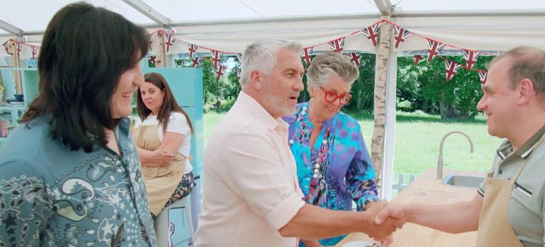 Picture shows: Jurgen gets a Hollywood Handshake on GBBO's German Week