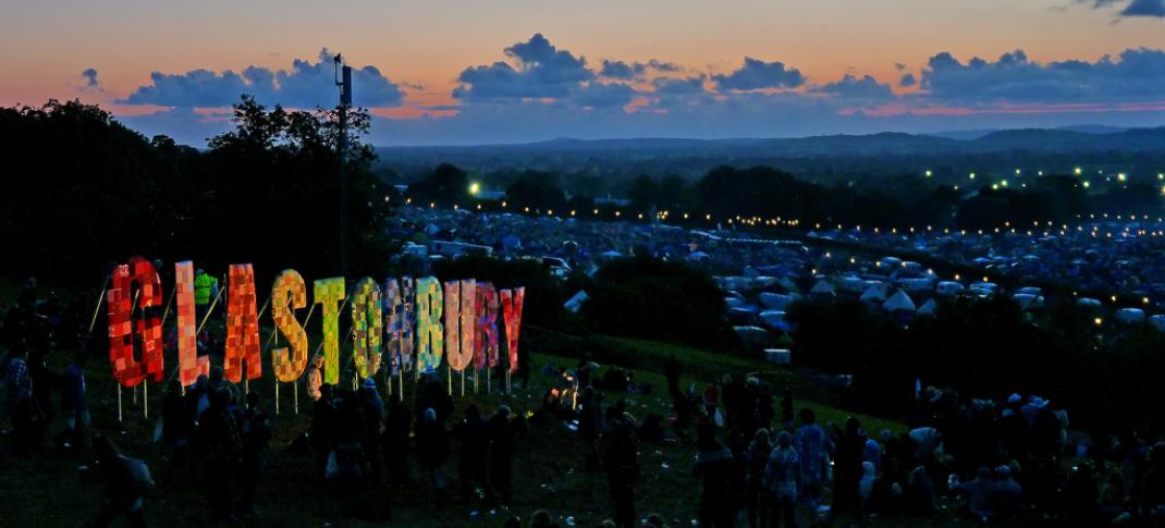 GlGlastonbury in lights in 2011 (Photo:By Flickr user jaswooduk, used under Creative Commons via Wikimedia Commons) 