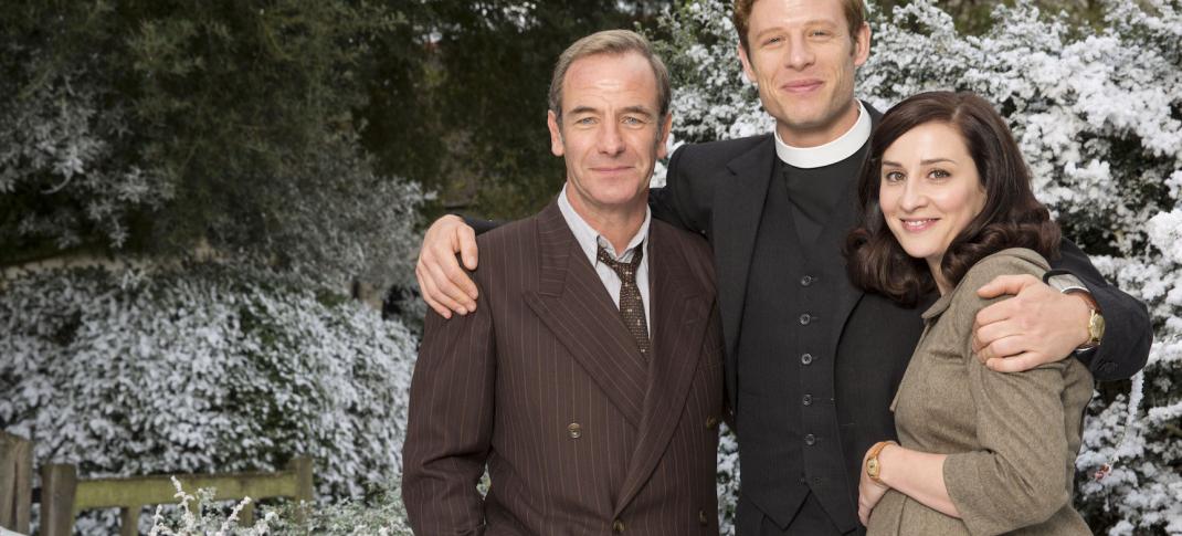 James Norton, Robson Green and Morven Christie in "Grantchester" (Photo: Courtesy of Colin Hutton and Kudos/ITV for MASTERPIECE)