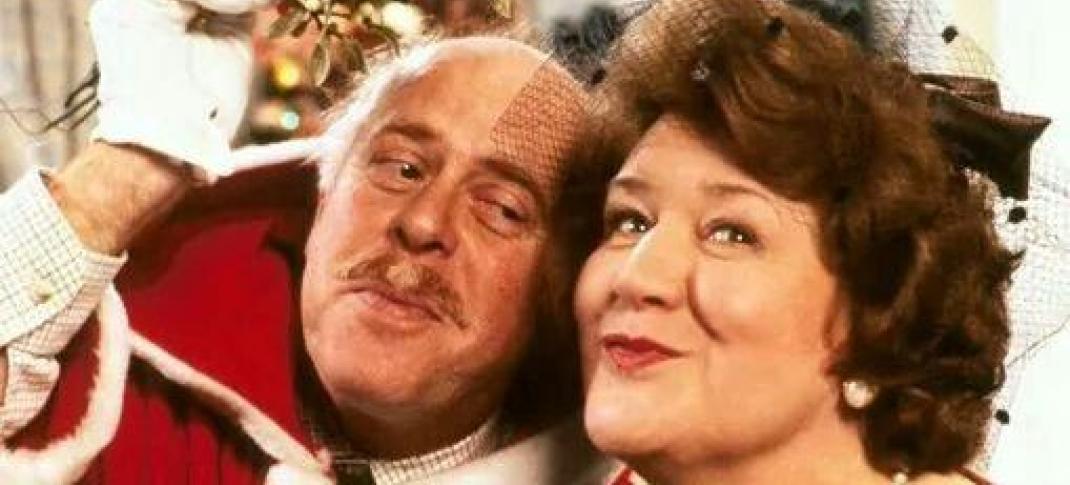 Richard (Clive Swift) and Hyacinth Bucket (Patricia Routledge) under the mistletoe. (Photo: Courtesy of BBC Worldwide)