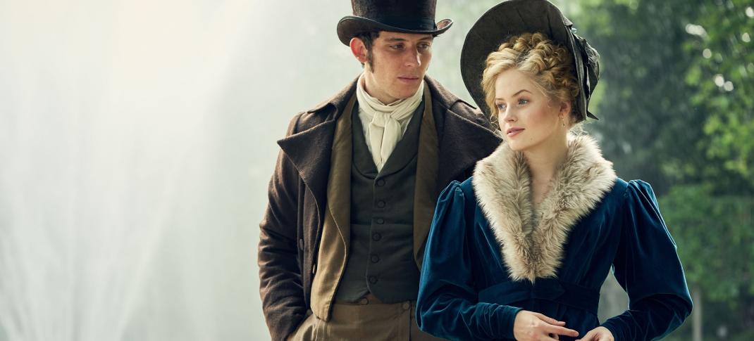 Josh OConnor and Ellie Bamber as Marius and Cosette (Photo: Robert Viglasky/Lookout Point for BBC One and MASTERPIECE)