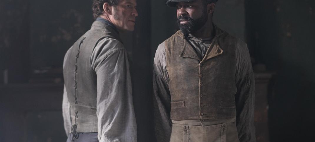 Dominic West and David Oyelowo as Jean Valjean and Inspector Javert (Photo: Robert Viglasky/Lookout Point for BBC One and MASTERPIECE)