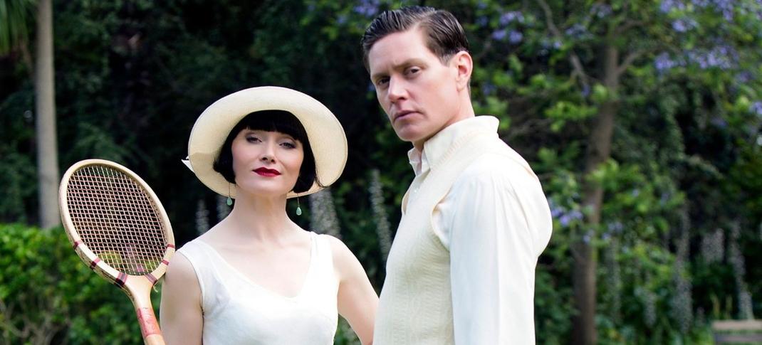 Essie Davis as Phryne Fisher and Nathan Page as Jack Robinson will play tennis in 'Miss Fisher's Murder Mysteries'