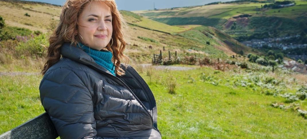 Stella (Ruth Jones) looks out over her South Wales village of Pontyberry. (Image credit: BBC Worldwide)