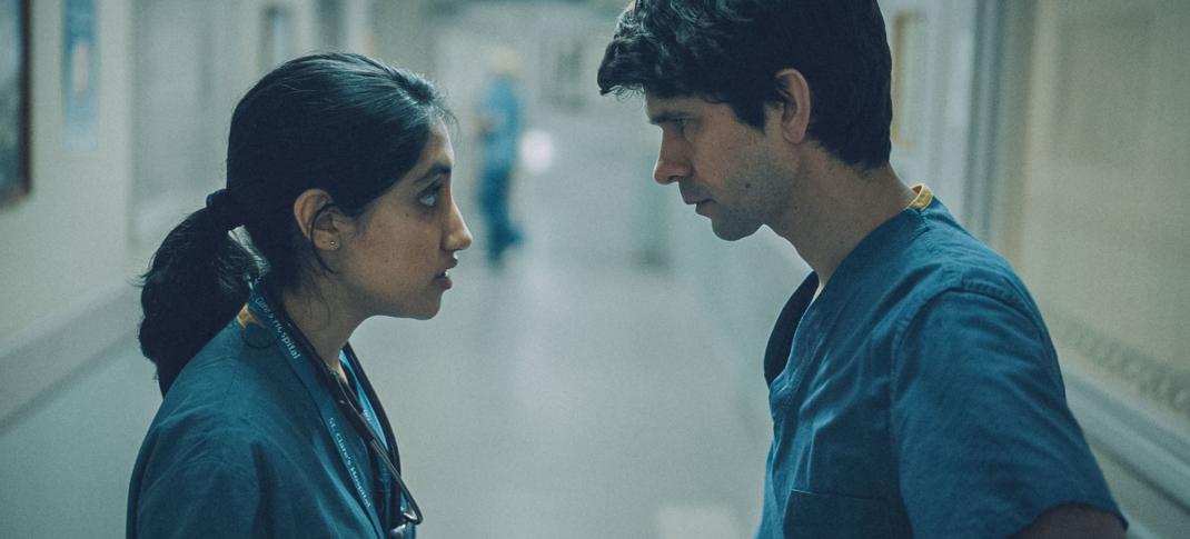 Ben Whishaw as Adam Kay, Ambika Mod as Shruti in 'This is Going to Hurt'