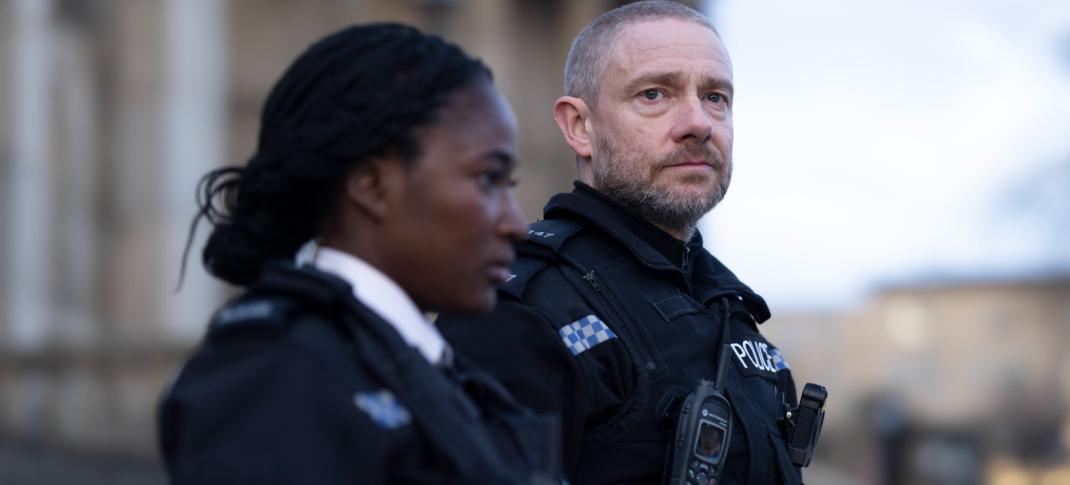 Martin Freeman as Chris Carson Adelayo Adedayo as Rachel Hargreaves in The Responder