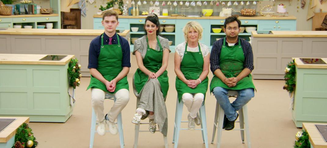 Henry Bird, Helena Garcia, Nancy Birtwhistle, and Rahul Mandal In The Great British Baking Show: Holidays