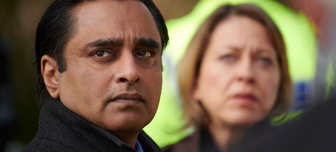 Nicola Walker as Cassie Stuart and Sanjeev Bhaskar as Sunny Khan in 'Unforgotten' Season 4 