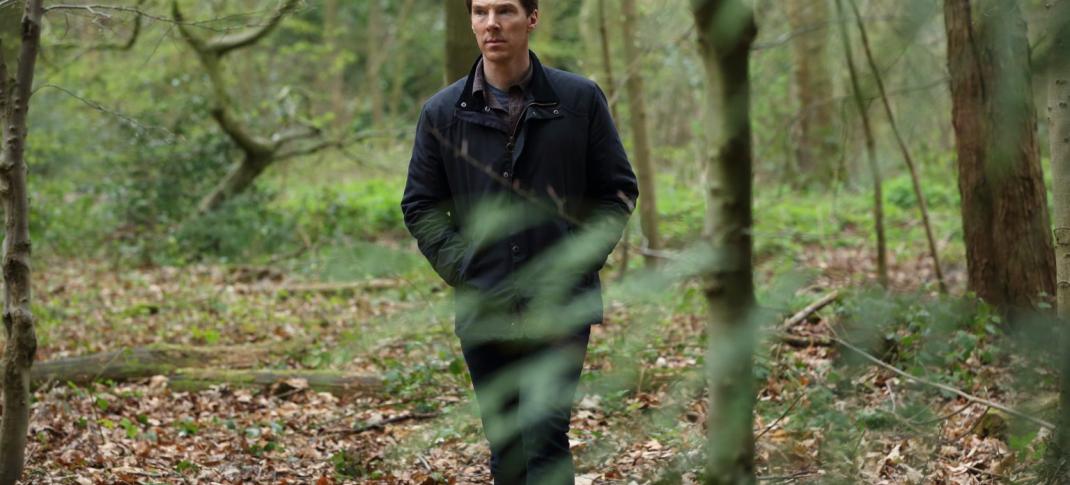 Benedict Cumberbatch roams in the woods in "The Child in Time" (Photo:  Courtesy of Pinewood Television, SunnyMarch TV and MASTERPIECE for BBC One and MASTERPIECE) 