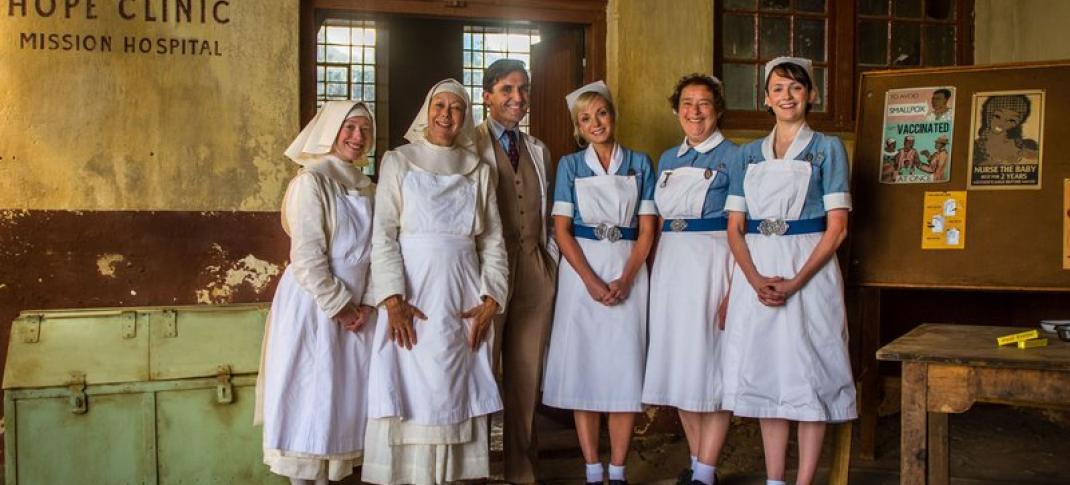 The cast of the new "Call the Midwife" holiday special. (Photo: BBC/Neal Street Productions)