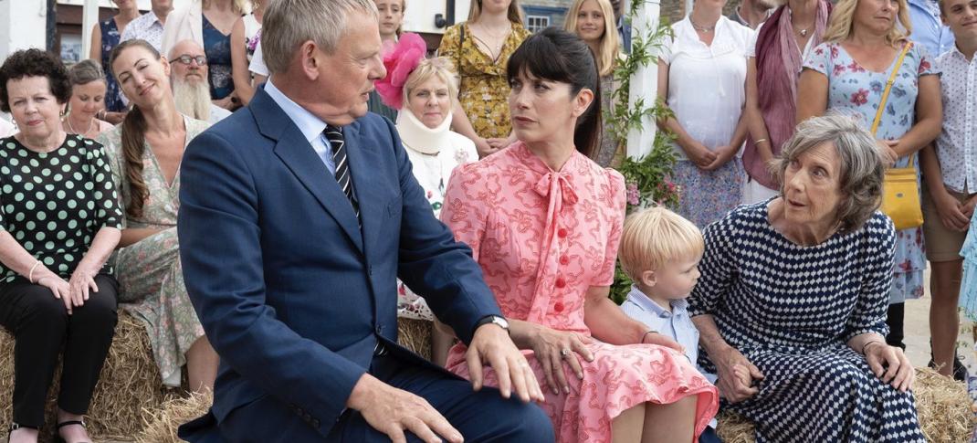 Martin Clunes, Caroline Catz and Eileen Atkins in "Doc Martin" Photo: ITV