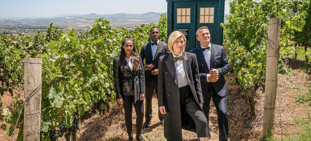 Jodie Whittaker, Bradley Walsh, Tosin Cole and Mandip Gil in "Doctor Who" (Photo: BBC America)