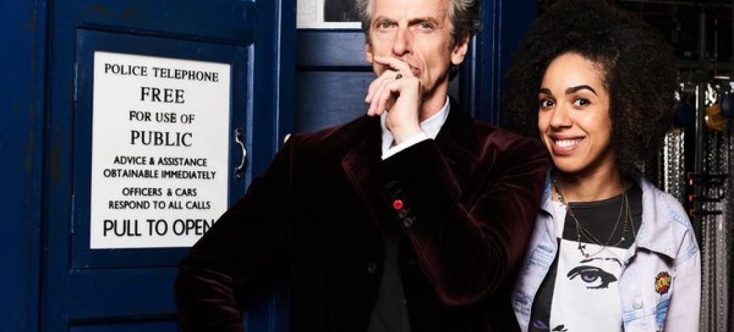 Peter Capaldi, Pearl Mackie and the TARDIS. (Photo: BBC)