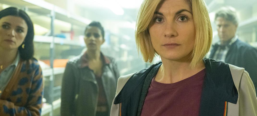 Aisling Bea, Mandip Gill, Jodie Whittaker and John Bishop in Doctor Who: Eve of the Daleks