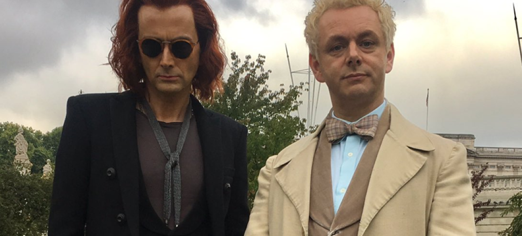 David Tennant and Michael Sheen in their "Good Omens" garb. (Photo: Amazon/BBC/Neil Gaiman)