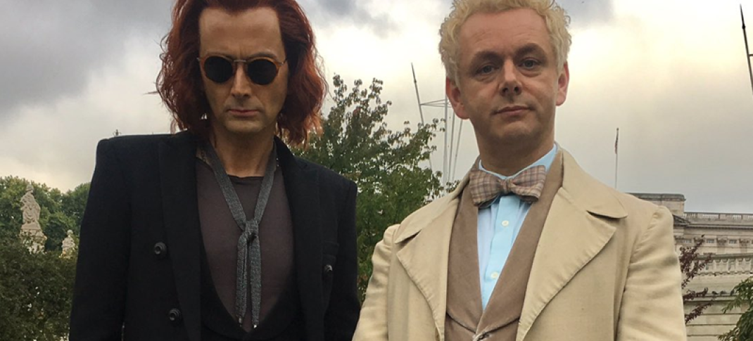 David Tennant and Michael Sheen in their "Good Omens" garb. (Photo: Amazon/BBC/Neil Gaiman) 