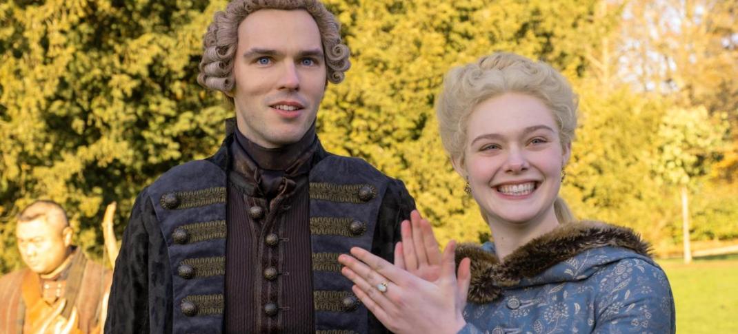 Elle Fanning and Nicholas Hoult in "The Great" (Photo: Hulu)