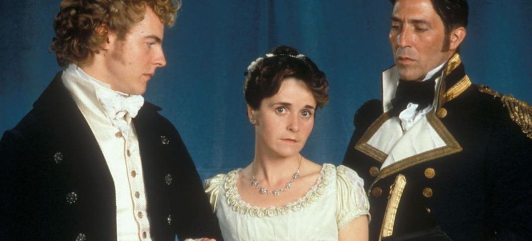 Samuel West, Amanda Root, and Ciarán Hinds in the 1995 'Persuasion'