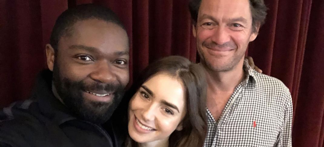 Dominic West, David Oyelowo and Lily Collins at the "Les Miserables" read through (Photo: BBC/PBS)