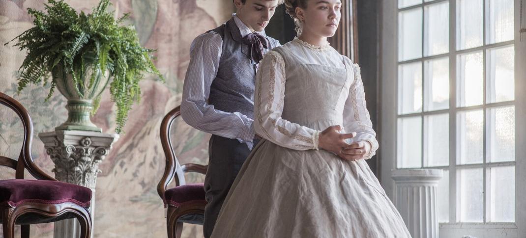 Florence Pugh with Timothee Chalamet in the 2019 film Little Women (Photo credit courtesy of Columbia Pictures)