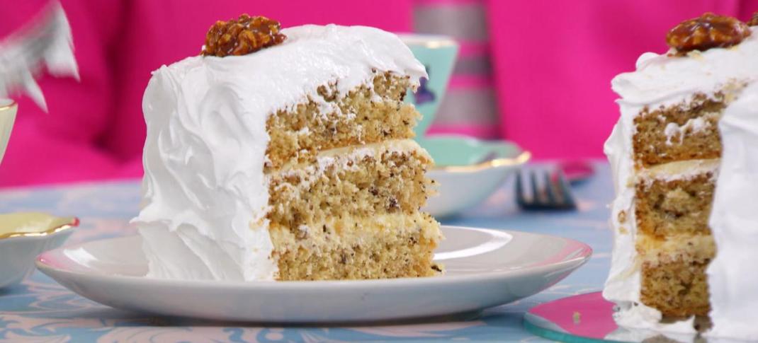 Mary Berry's Frosted Walnut Cake was "The Great British Baking Show"'s Technical Challenge (Photo: Love Productions)