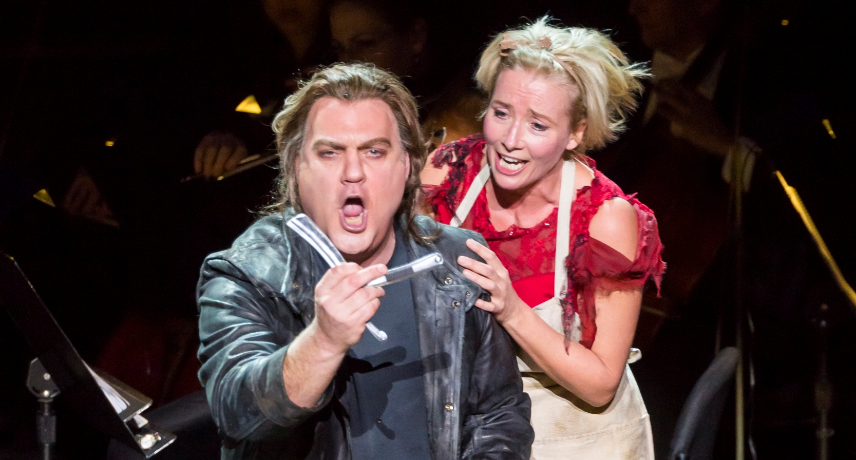 Bryn Terfl and Emma Thompson in "Sweeney Todd" (Photo: Courtesy of Chris Lee/New York Philharmonic)