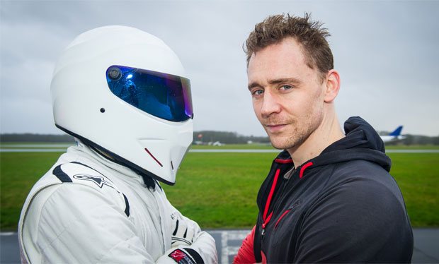 Tom Hiddleston and the Stig (Photo: Mark Yeoman, © BBC Worldwide)